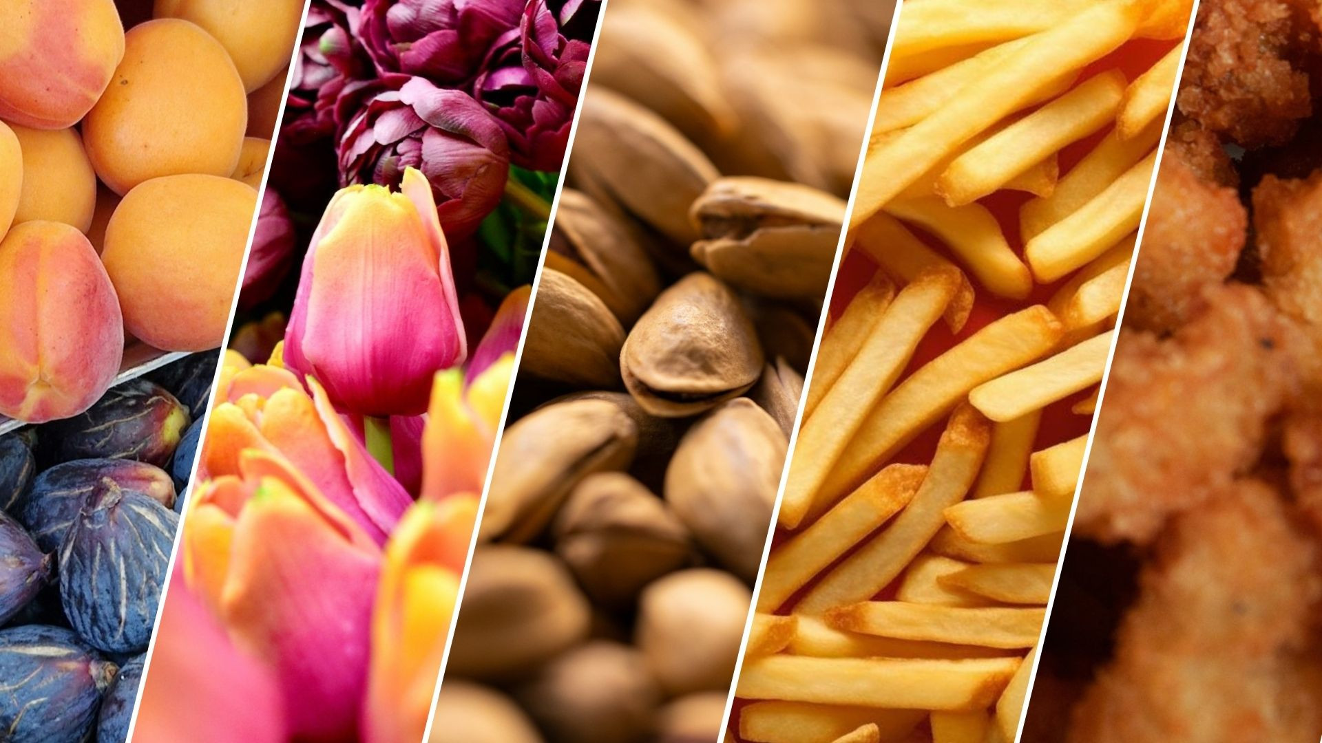 Fruit, bloemen, noten, patat en kibbeling